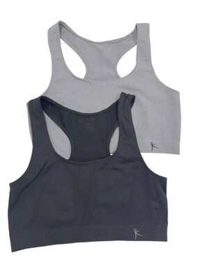 Danskin 2 Pack Seamless Racerback Sports Bras Gray Black Medium Support Yoga